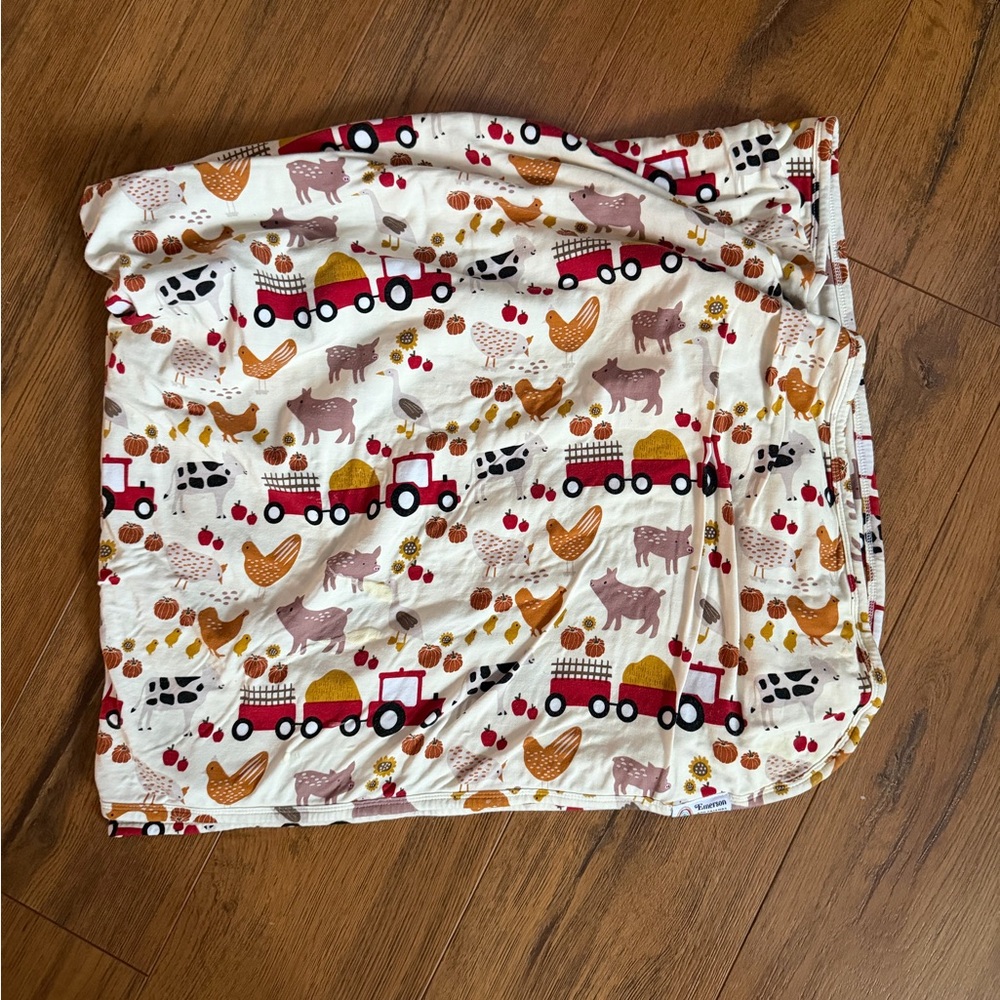 Emerson and Friends Farm Animal Print Bamboo Blanket